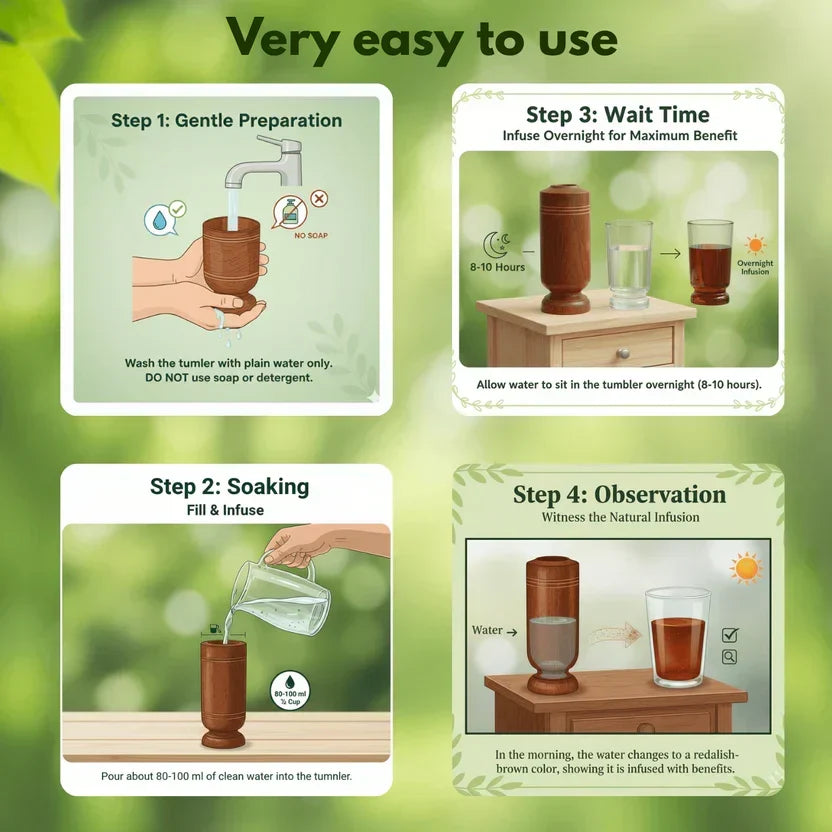 Sugar Balance Wooden Water Glass | Natural Wooden Tumbler | Eco-Friendly Drinkware | Buy 1 Get 1 Free
