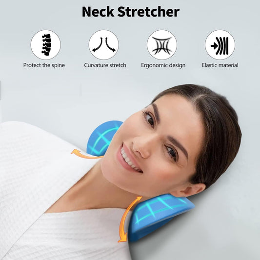 Neck Support Stretcher - Cervical Traction Device for Neck & Shoulder Pain Relief, Massage Relaxer, Acupressure Chiropractic Neck Support (Sky Blue)