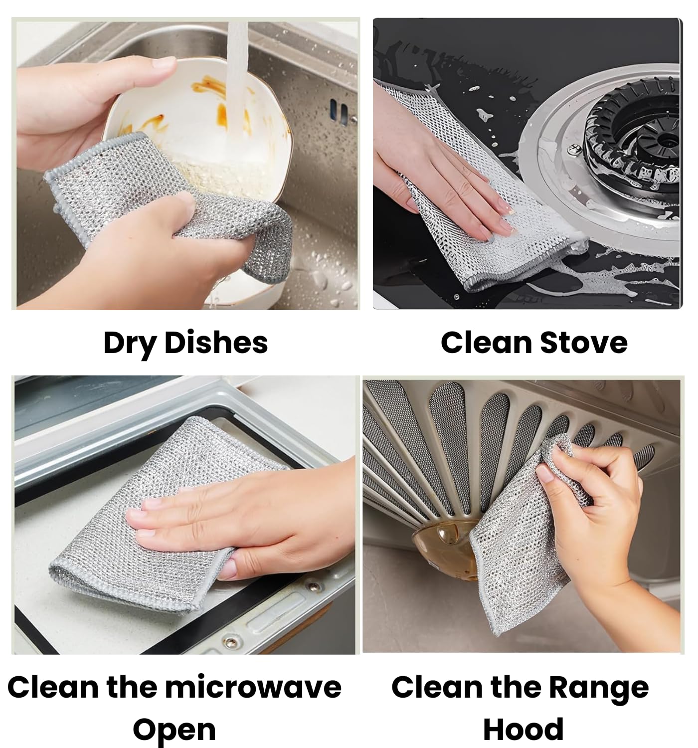 Qty : 10 Pcs Multipurpose Wire Dishwashing Rags for Wet and Dry Stainless Steel Scrubber Non-Scratch Wire Dishcloth for Washing Dishes Sinks Counters Easy Rinsing Machine Washable