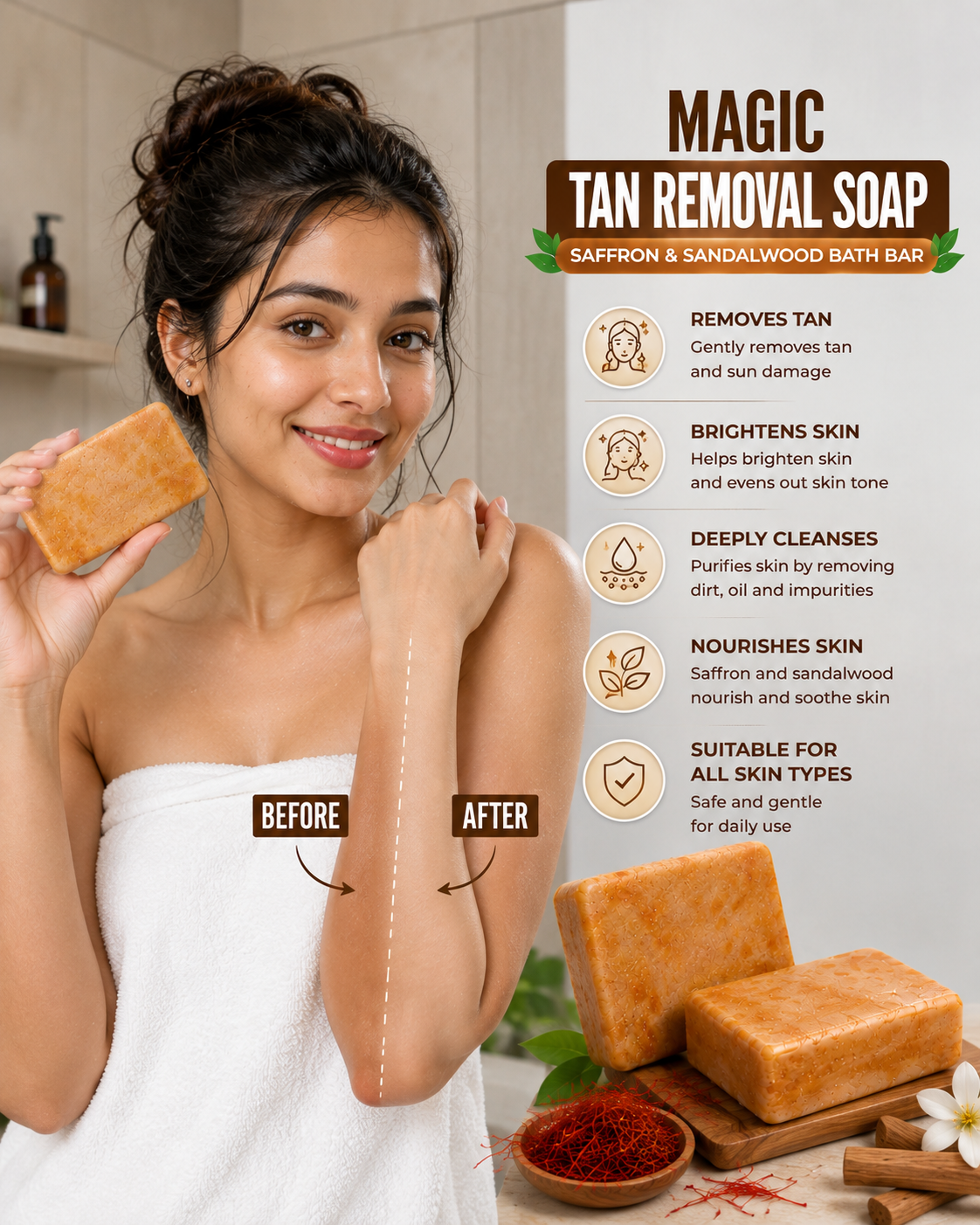 Sandalwood Saffron Magic Soap 💛🧼 (BUY 1 GET 1 FREE ) (Pack Of 2 ) only @599