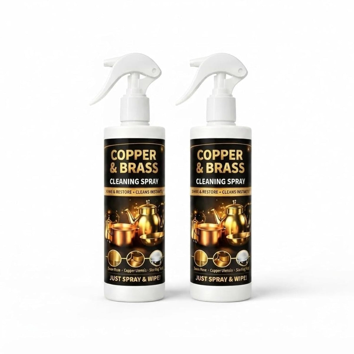 Copper & Brass Cleaning Spray – Shine & Restore Metal Polish (Pack of 2)