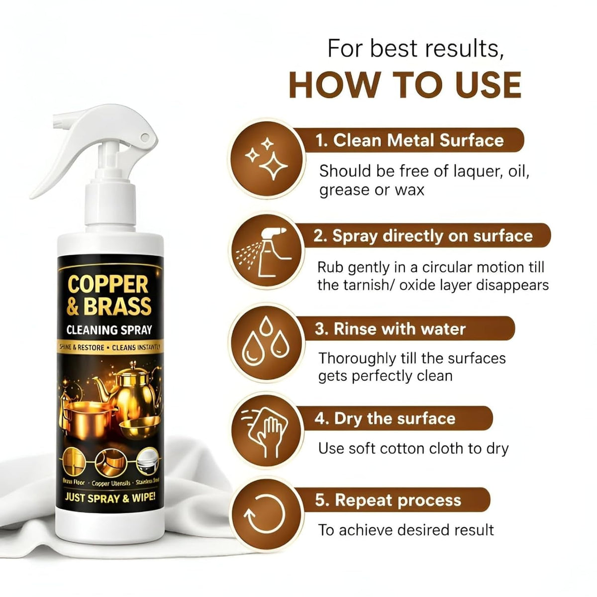 Copper & Brass Cleaning Spray – Shine & Restore Metal Polish (Pack of 2)