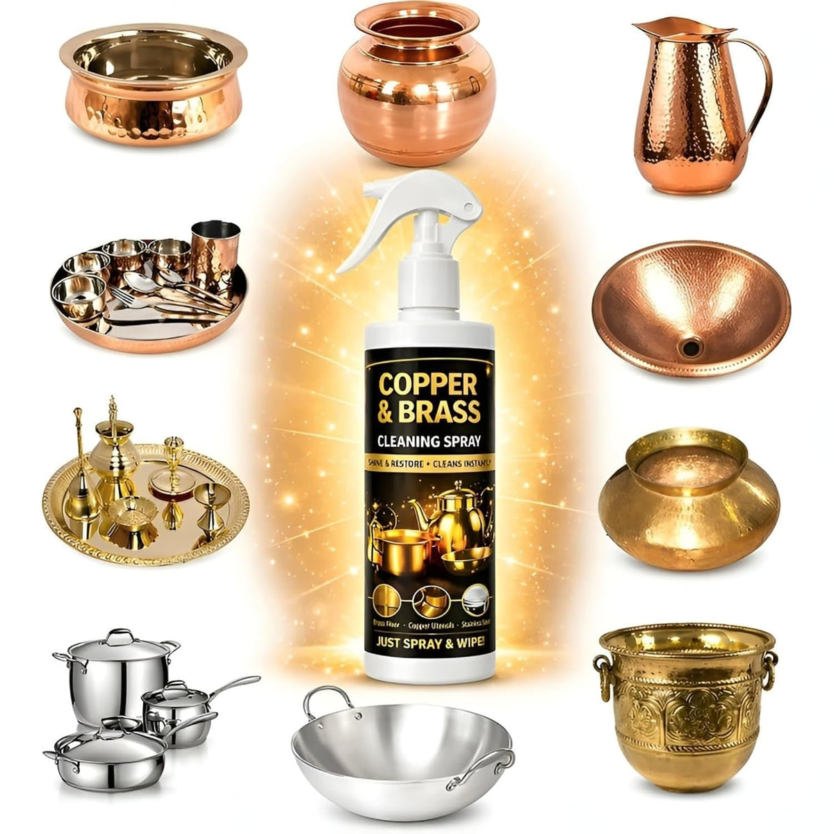 Copper & Brass Cleaning Spray – Shine & Restore Metal Polish (Pack of 2)